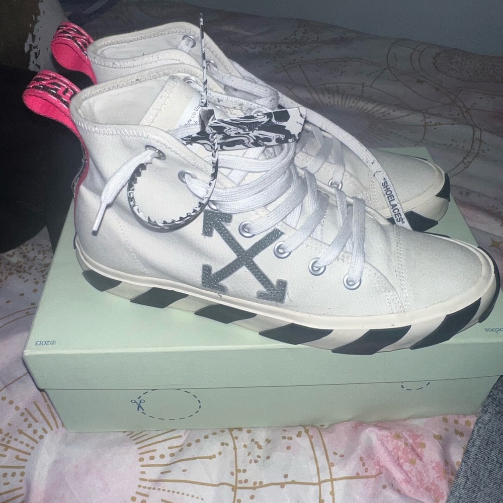 Off white high top canvas sneakers